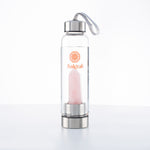 Rose Quartz Crystal Glass Gem Hydration Water Bottles